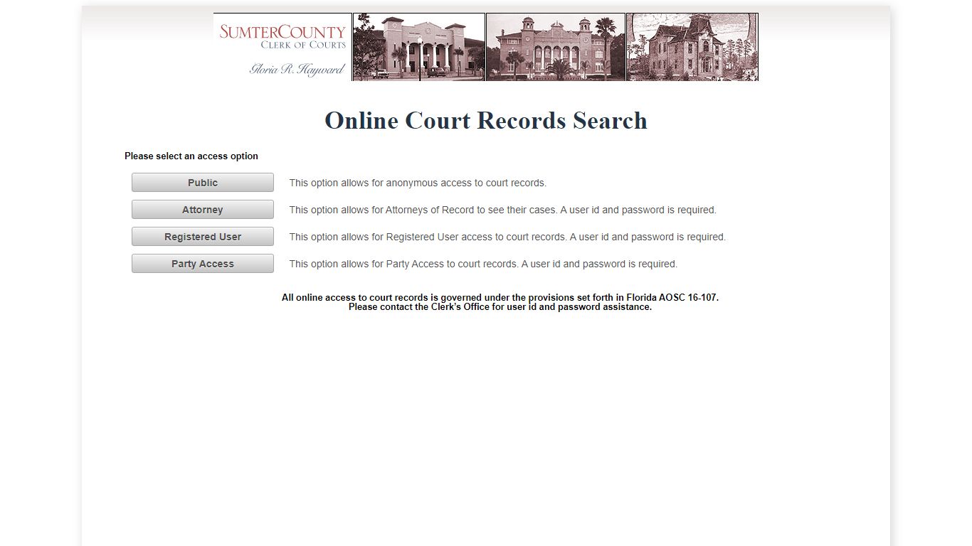 Sumter County OCRS - ONLINE COURT RECORDS SEARCH