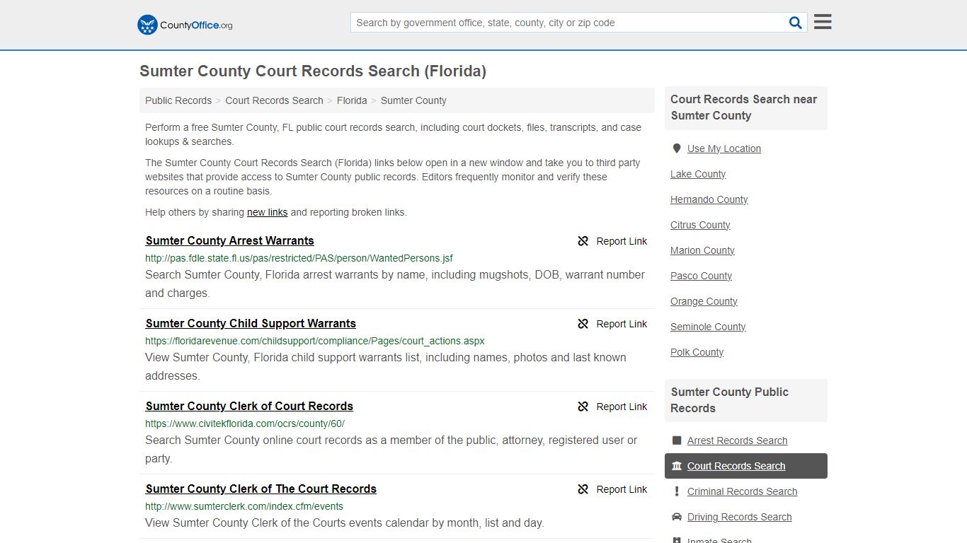 Sumter County Court Records Search (Florida) - County Office